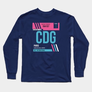 Paris (CDG) Airport Code Baggage Tag Long Sleeve T-Shirt